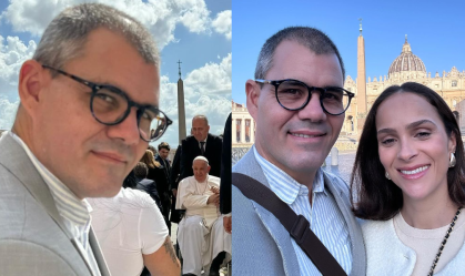 Juliano e Letícia Cazarré encontram Papa no Vaticano e mostram fotos de filhos