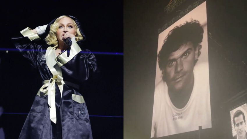 Madonna homenageou Cazuza, Renato Russo e outros brasileiros vítimas da Aids. / Kevin Mazur/WireImage for Live Nation e Reprodução/Redes sociais