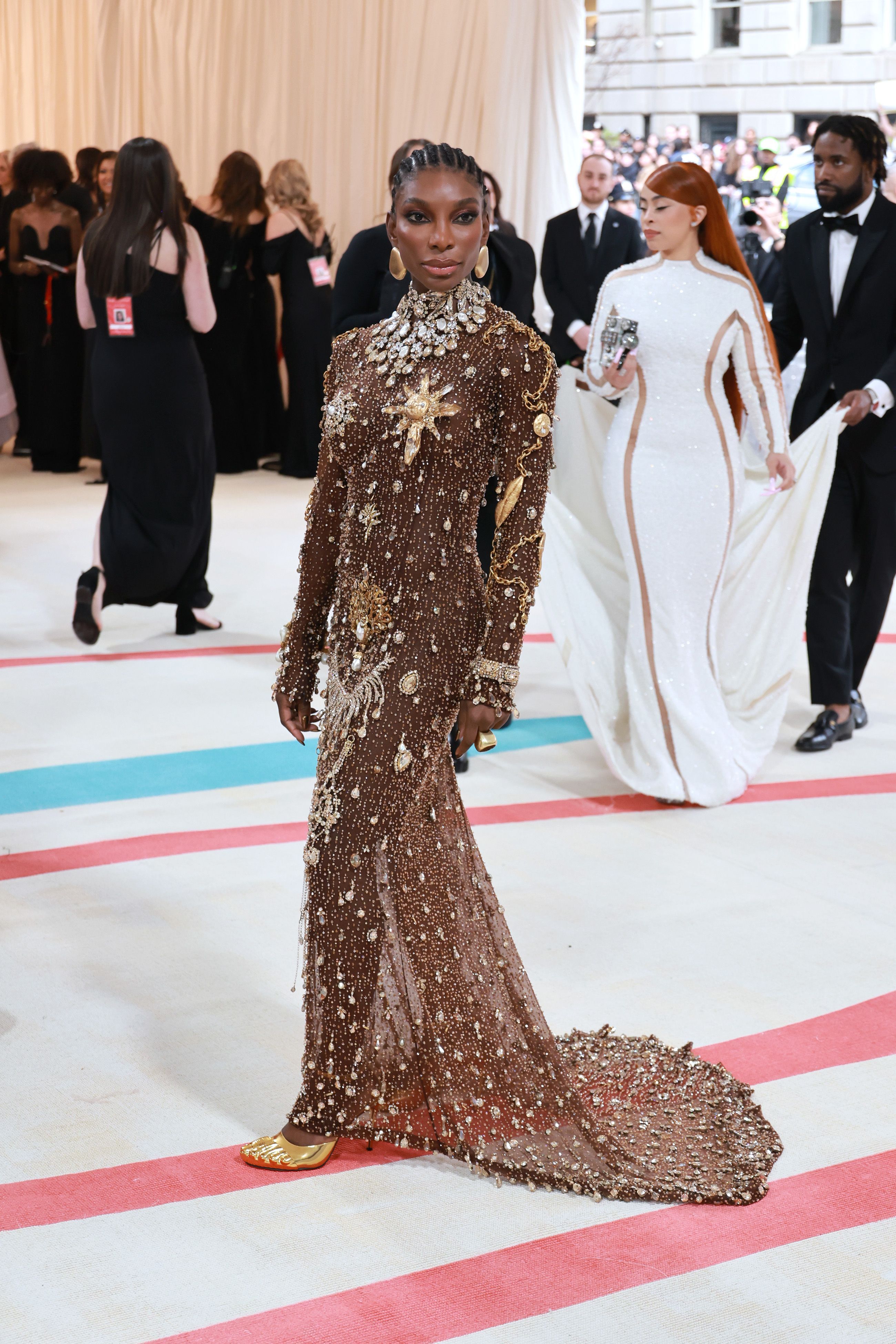 Michaela Coel no Met Gala 2023 • Theo Wargo/Getty Images for Karl Lagerfeld