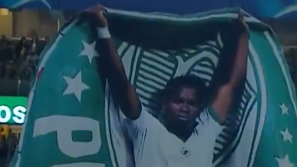 Mosaico da torcida do Palmeiras na despedida de Endrick do clube