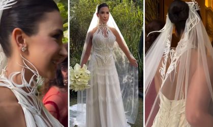 Noiva se casa com vestido feito em impressora 3D