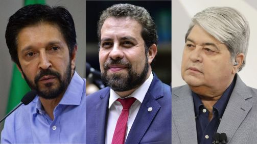 Ricardo Nunes (MDB), Guilherme Boulos (PSOL) e José Luiz Datena (PSDB)