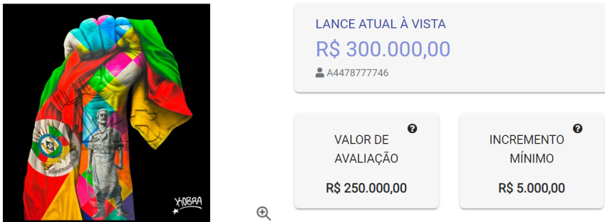 Obra "Resiliência" de Eduardo Kobra, conta com lance de R$ 300 mil, que será revertido em doações para às vítimas das enchentes no RS / Reprodução