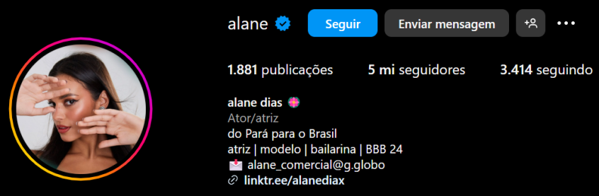 Perfil de Alane Dias no Instagram / Instagram/Reprodução