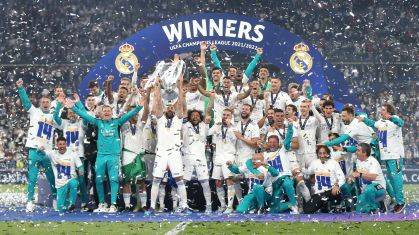 Real Madrid comemorando o título da Champions League de 2021/2022