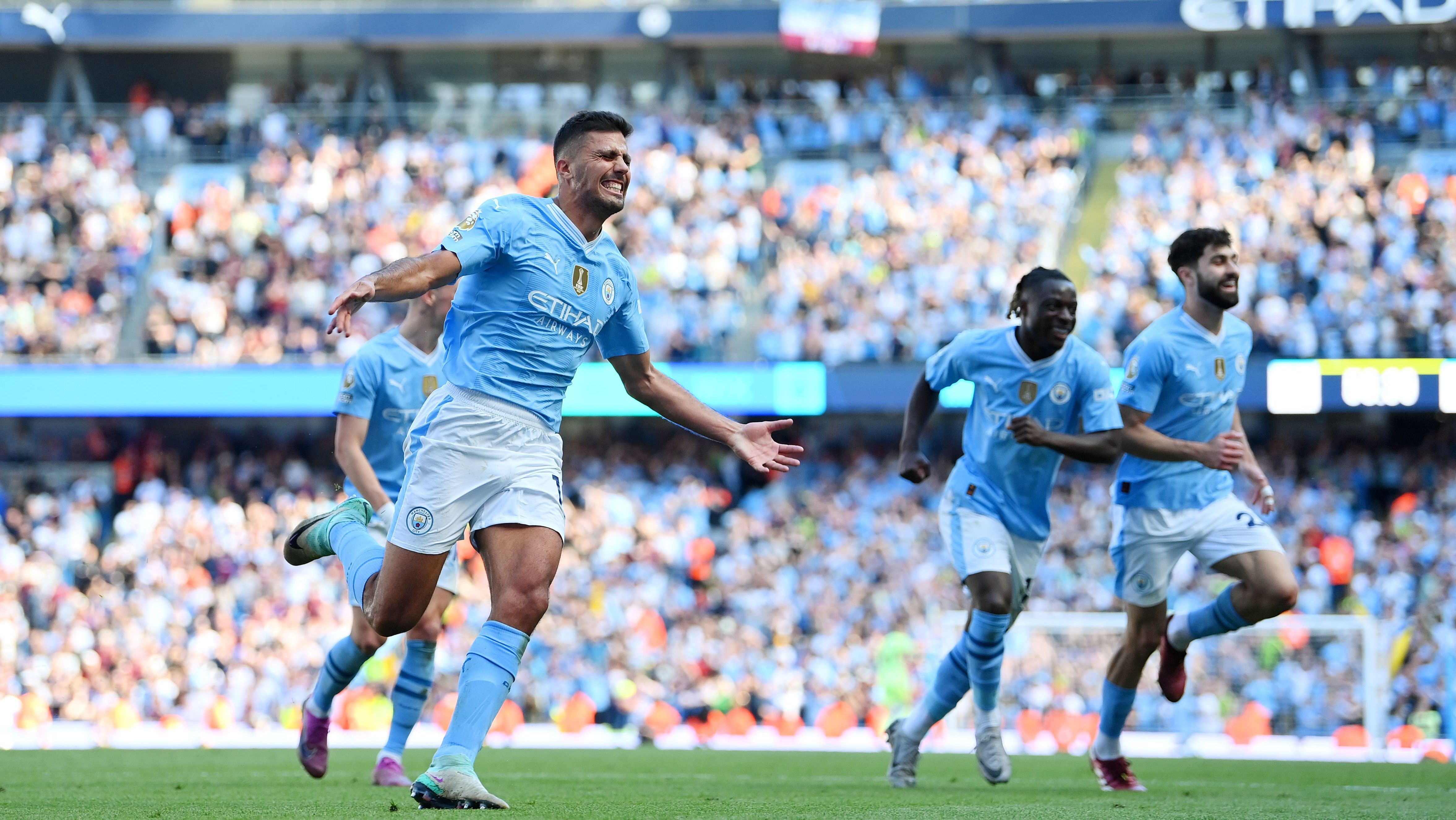 Rodri comemora gol do Manchester City