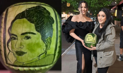 Rosalía recebe de fã melancia esculpida com seu rosto; veja reação da cantora