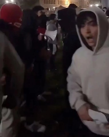 Edan On, um aluno do último ano do ensino médio local, foi capturado em vídeo golpeando um manifestante pró-Palestina com uma vara / Redes Sociais