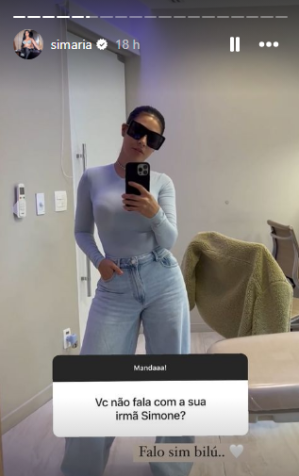 Em stories no Instagram, Simaria responde se ainda fala com sua irmã Simone Mendes / Redes Sociais/Reprodução