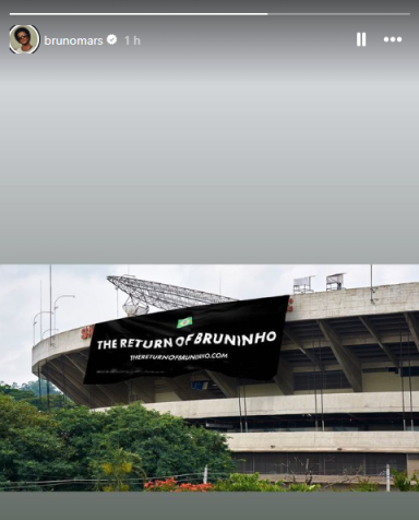 Bruno Mars compartilhou imagem do MorumBIS em seu Instagram nesta quarta-feira (1) / Instagram/Reprodução