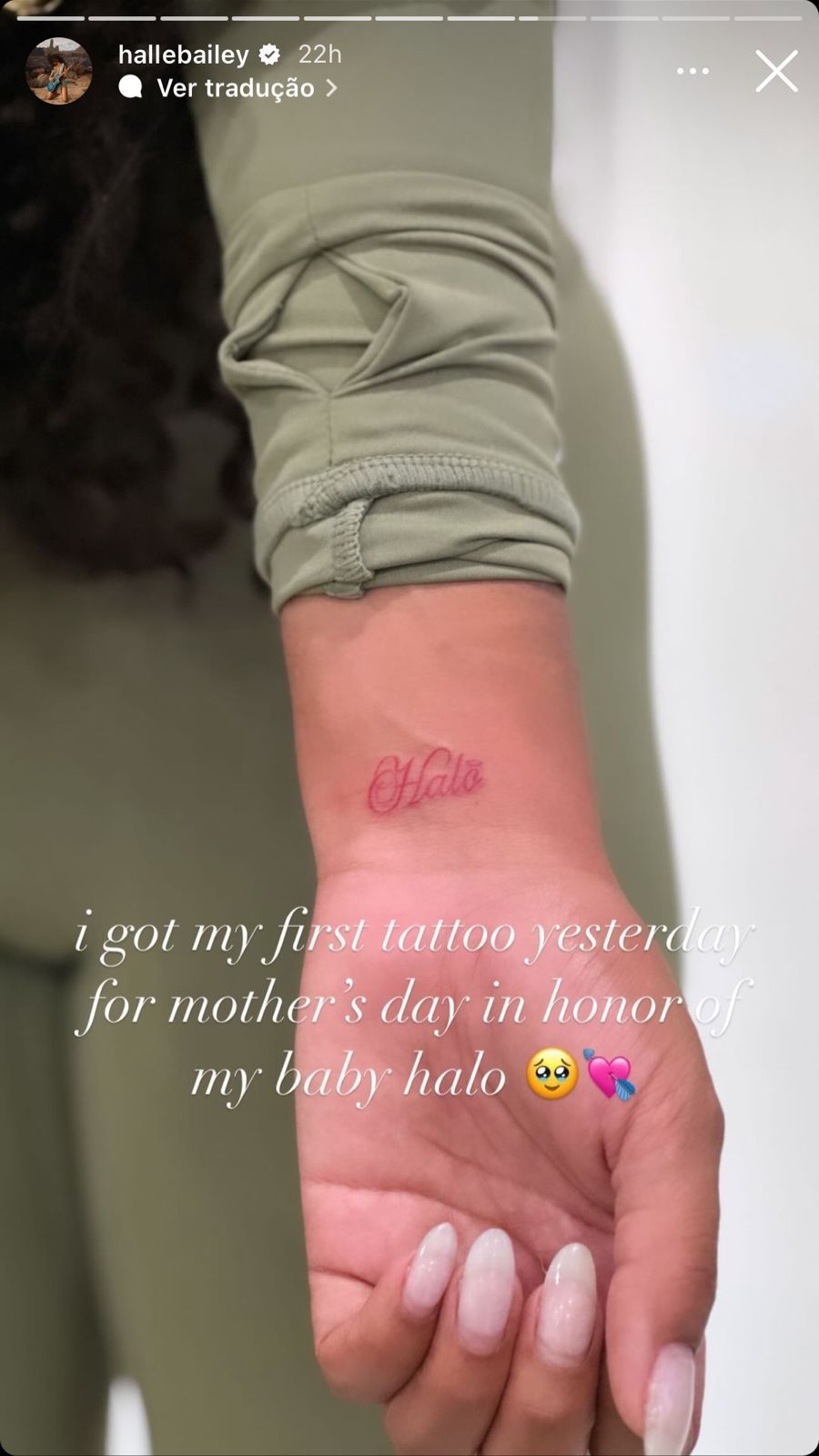 Halle Bailey compartilhou uma foto de sua primeira tatuagem / Reprodução/Instagram
