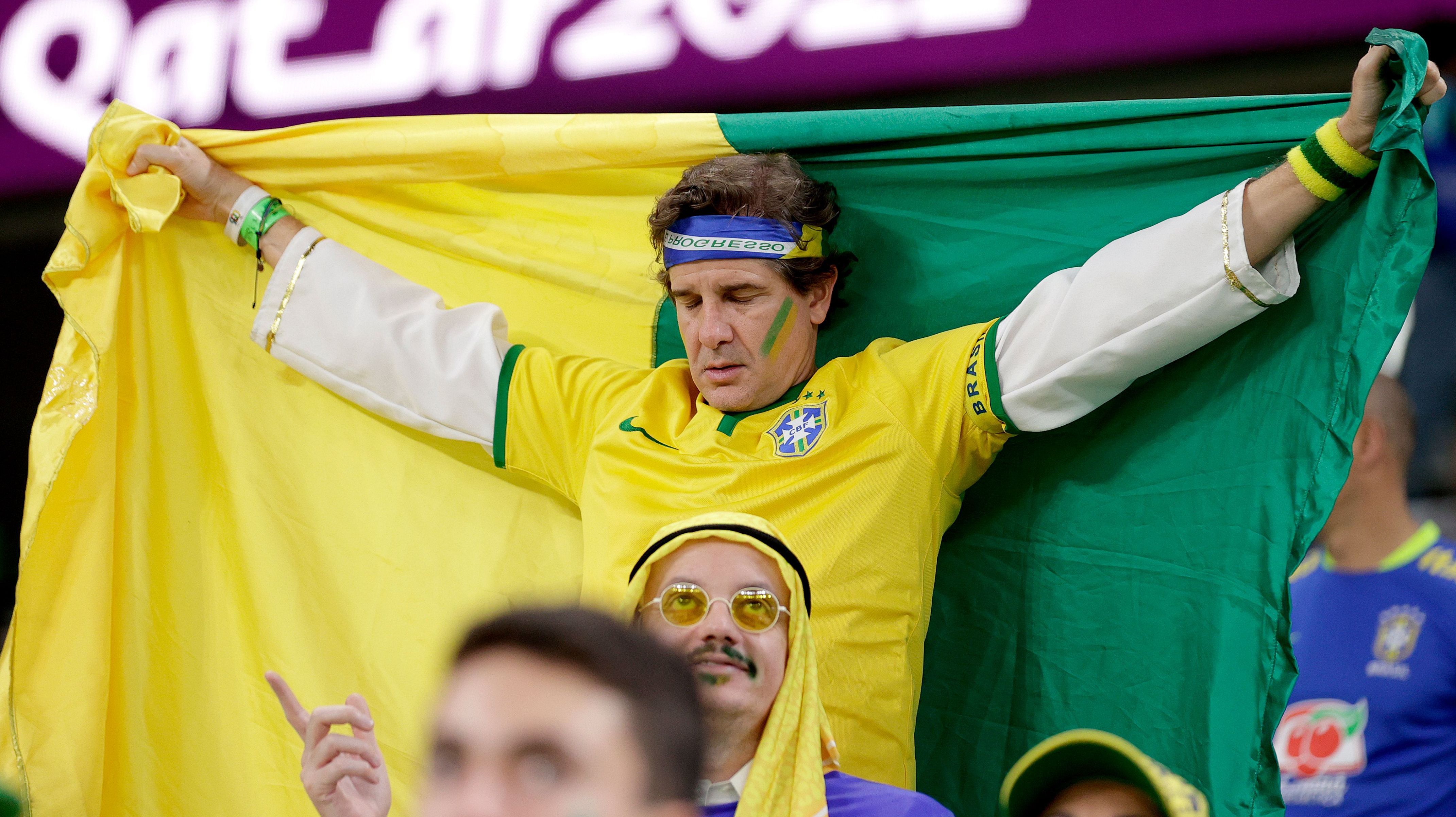 Torcedor da Seleção Brasileira em jogo contra a Croácia, na Copa do Mundo de 2022