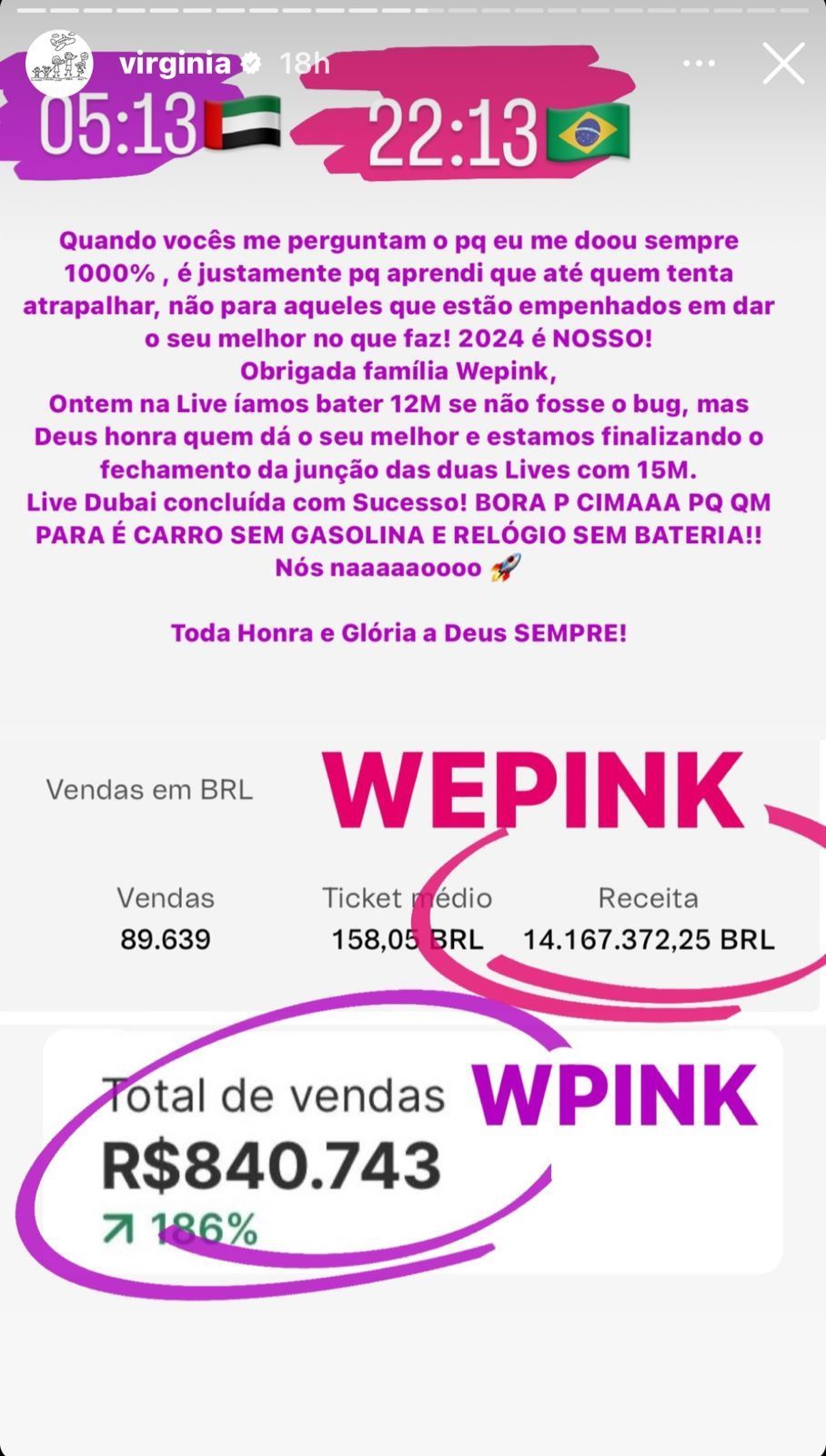 Virginia Fonseca mostrou total de vendas de última live / Reprodução/Instagram