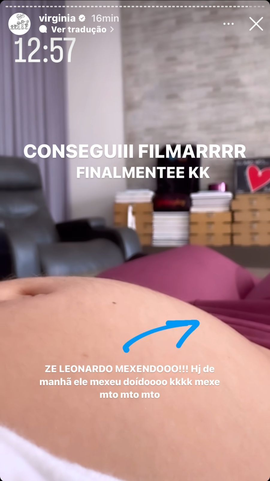 Virginia Fonseca contou que "chega a doer" quando Zé Leonardo se mexe / Reprodução/Instagram