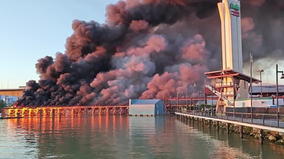 Firefighters battle blazing fire that engulfed old rail bridge in Vancouver