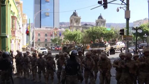 Tropas do Exército da Bolívia em suposta tentativa de golpe de Estado