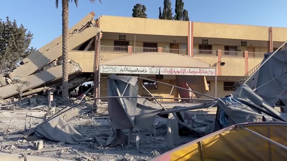 Israeli aistrike hits school in Gaza's Khan Younis - aftermath