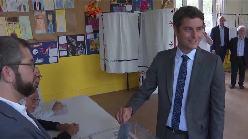 French Prime Minister Attal votes in first round of parliamentary elections