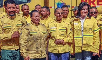As ministras Marina Silva e Simone Tebet (à direita) em visita ao Pantanal de Mato Grosso do Sul