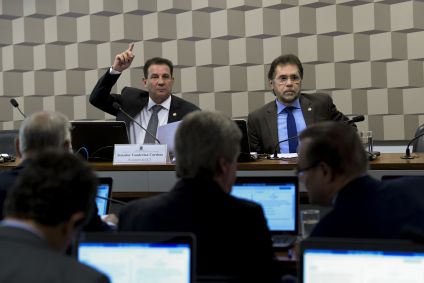 Os senadores Vanderlan Cardoso (PP-GO) e Plínio Valério (PSDB-AM)