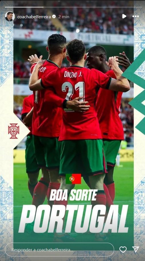 Abel Ferreira deseja sorte a Portugal na estreia da Eurocopa / Reprodução/Instagram