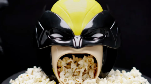 Balde de pipoca com a cara do Wolverine