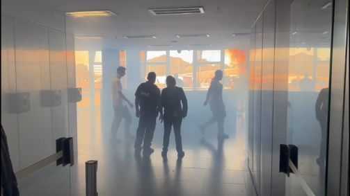 Simulado de incêndio no prédio do Congresso Nacional, em Brasília