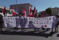 Manifestantes fazem ato contra G7 e criticam foco na guerra da Ucrânia