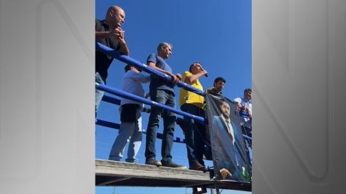 Major Vitor Hugo, Gustavo Gayer, Jair Bolsonaro e Fred Rodrigues, em Goiânia, 19 de junho de 2024
