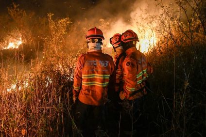 Bombeiros tentam combater incêndios no Pantanal em junho de 2024