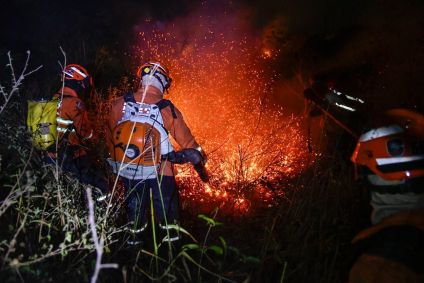 Bombeiros tentam combater incêndios no Pantanal em junho de 2024