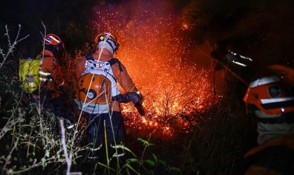 Bombeiros tentam combater incêndios no Pantanal em junho de 2024