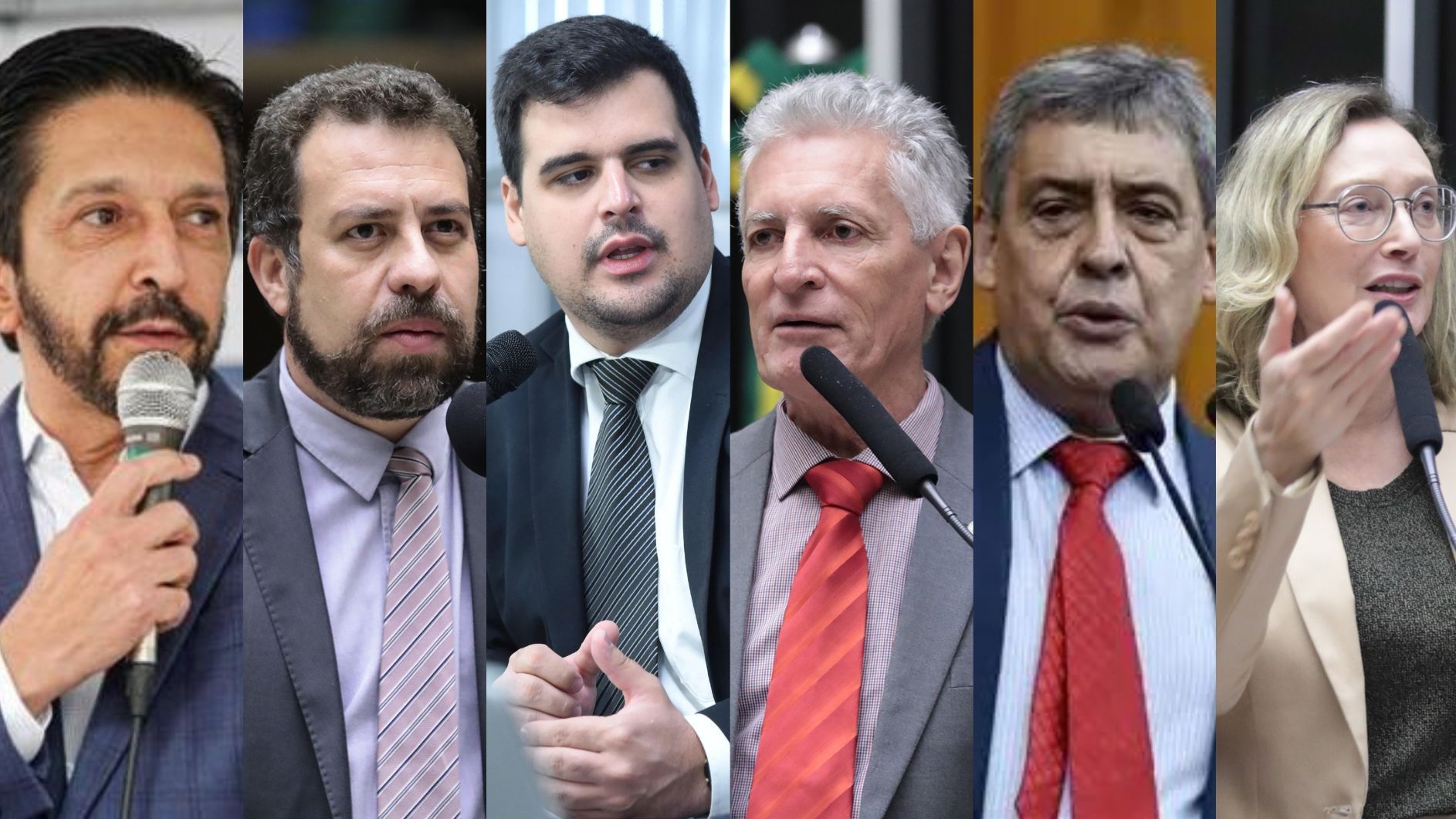 Ricardo Nunes, Guilherme Boulos, Bruno Engler, Rogério Correia, Sebastião Melo e Maria do Rosário