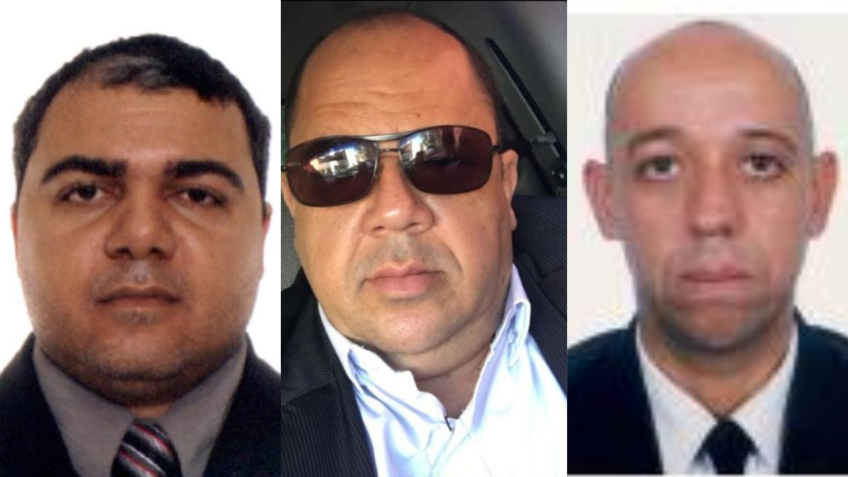 (esq. para dir.) Augusto Cesar Moraes Casaro, Sandro Moretti e José Pedro Cândido de Araújo, Ambos foram denunciados por associação criminosa, além de uso e falsificação de documentos, como a assinatura de uma desembargadora do TJSP, na intenção de libertar Fuminho / Reprodução/Redes Sociais