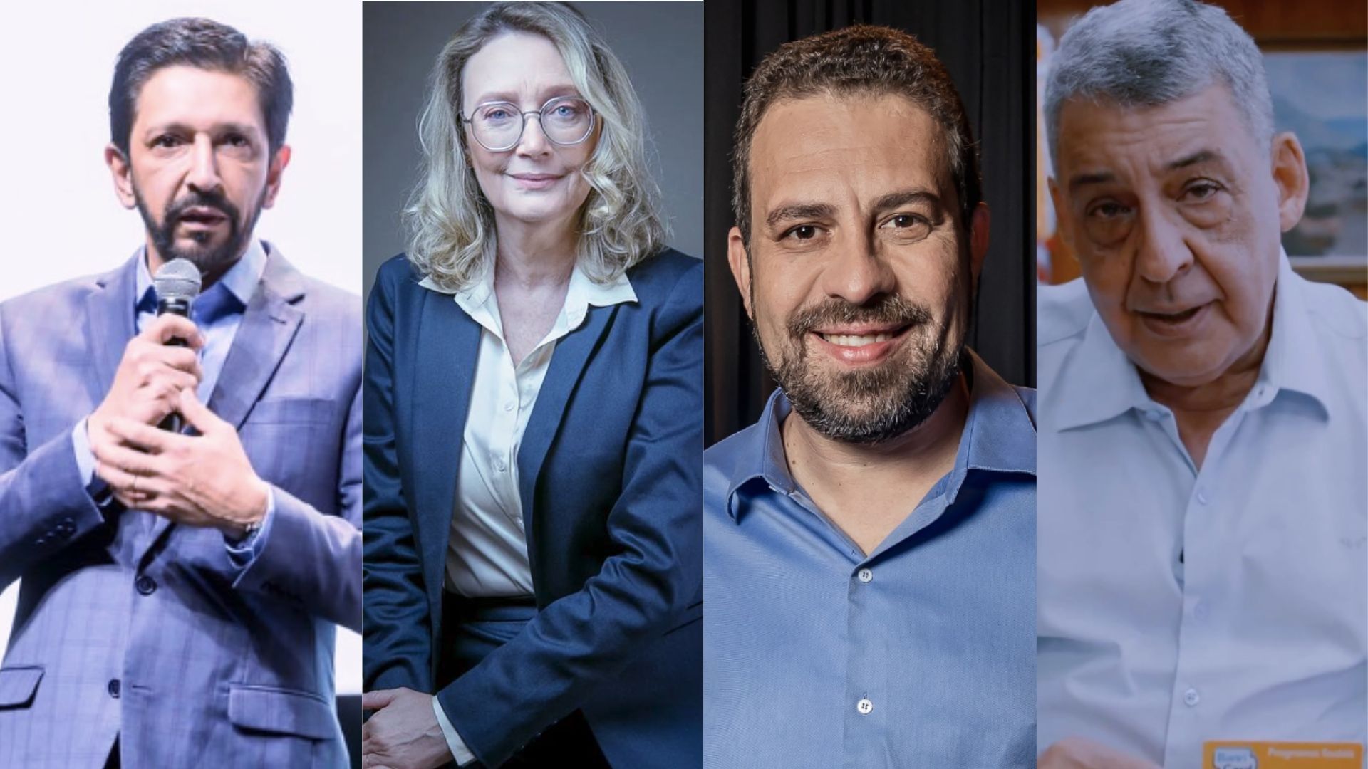 Montagem que mostra quatro pré-candidatos de forma vertical