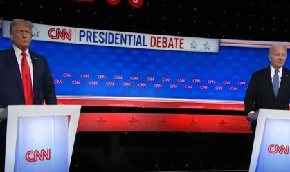 Joe Biden e Donald Trump durante debate na CNN