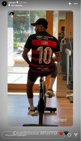 Gabigol comenta em foto de Neymar com a camisa 10 do Flamengo e seu nome / Reprodução/Instagram