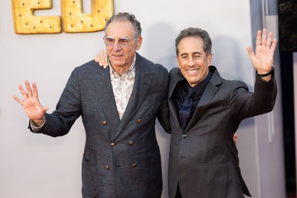 Michael Richards com Jerry Seinfeld na premiere de "A Batalha do Biscoito Pop-Tart", em Los Angeles / Matt Winkelmeyer/WireImage