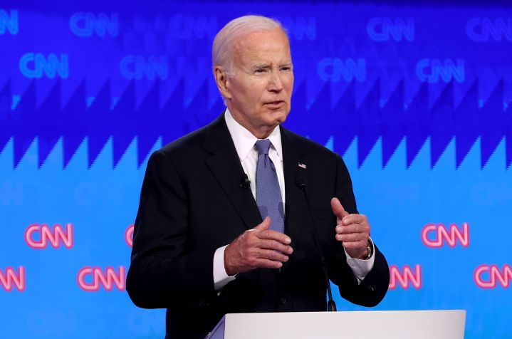 Joe Biden no primeiro debate para as eleições americanas de 2024 / Reprodução/Getty Images