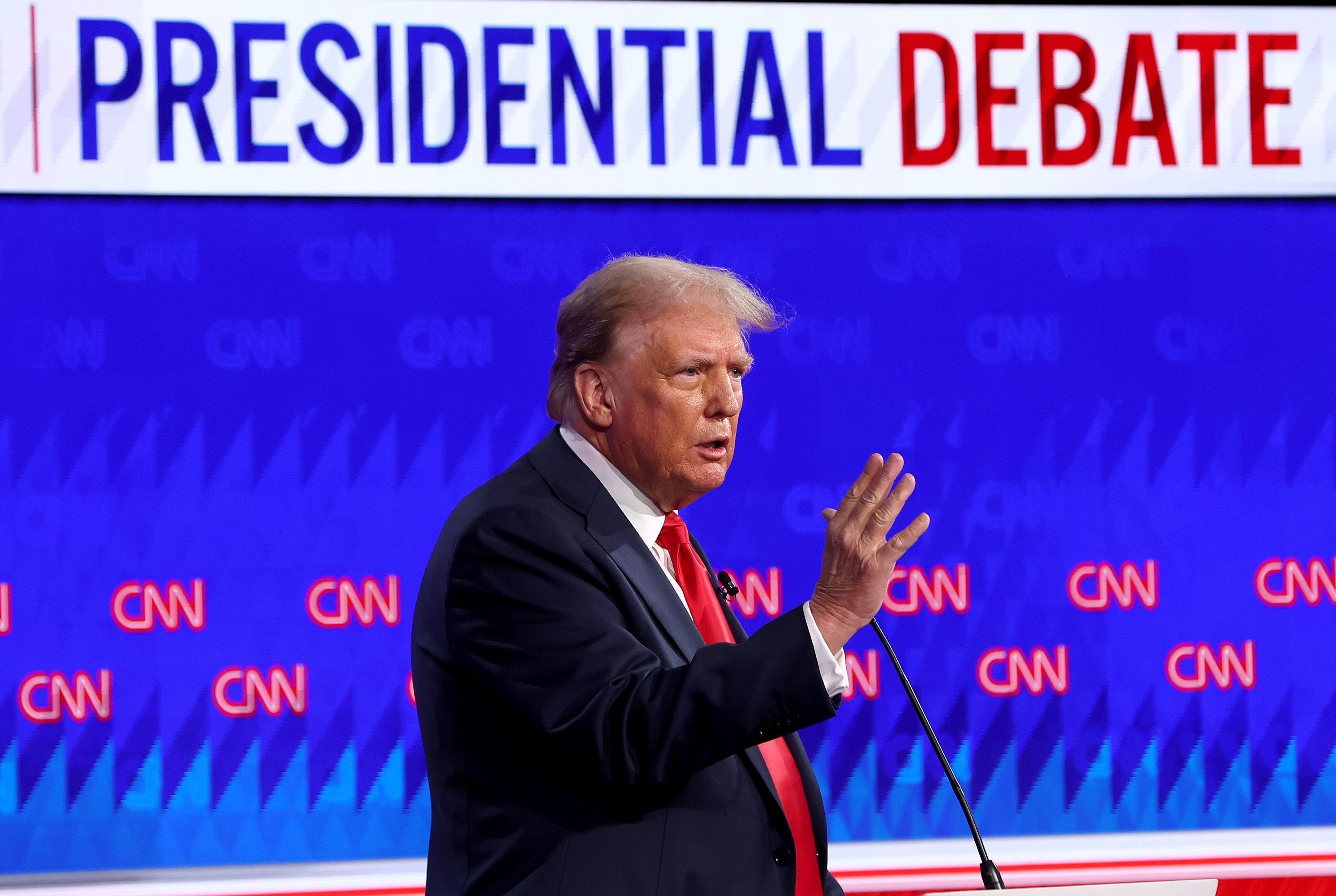 Candidato do Partido Republicano Donald Trump no primeiro debate para as eleições americanas de 2024