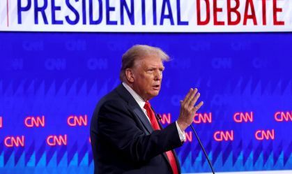 Candidato do Partido Republicano Donald Trump no primeiro debate para as eleições americanas de 2024