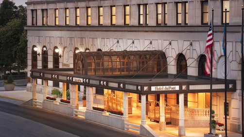 O luxuoso Hotel du Pont fica em Wilmington, próximo da cidade da Filadélfia.