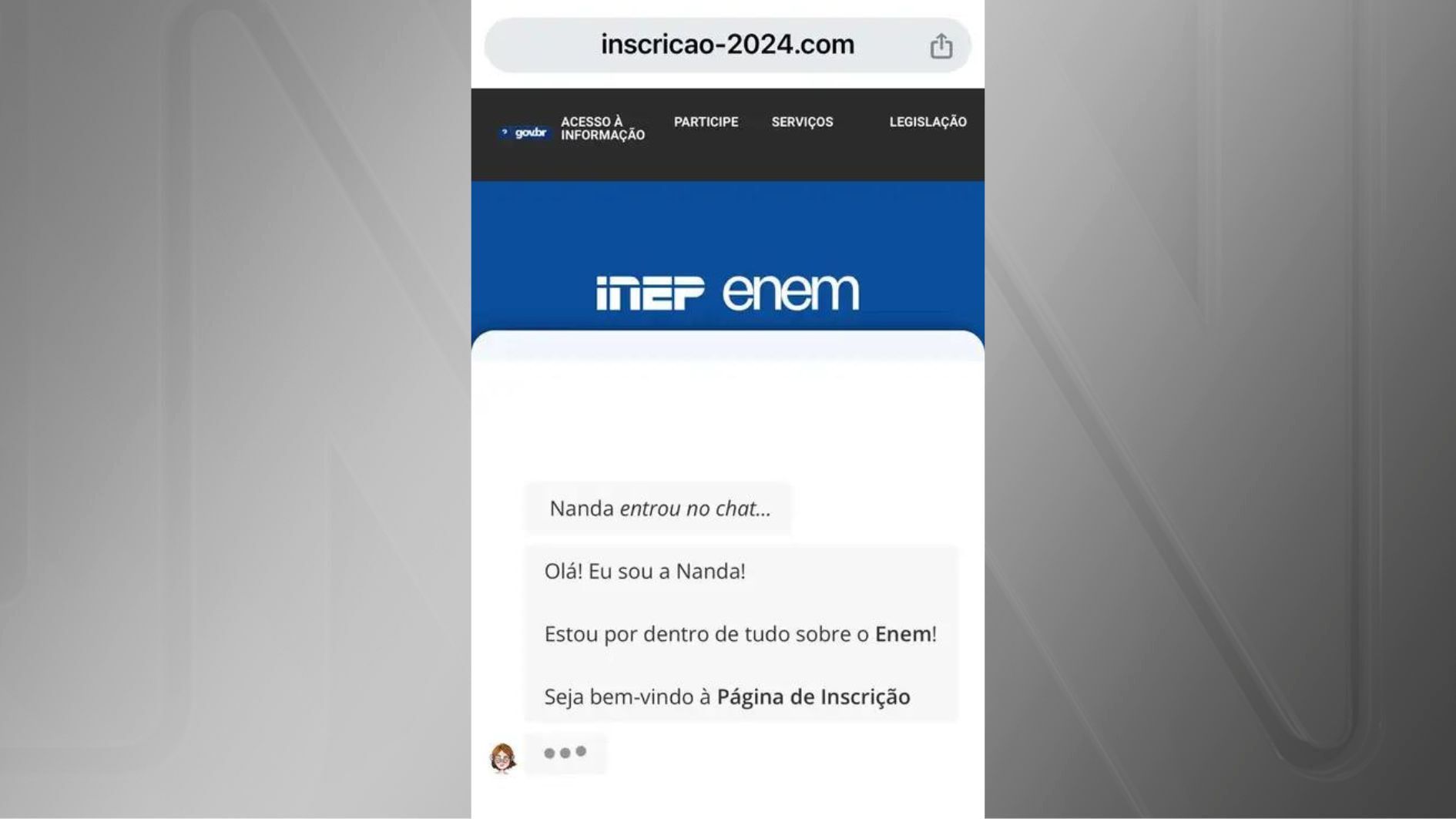 Página falsa do Enem criada por golpistas