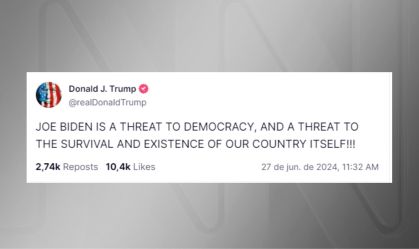 Trump escreveu que Biden representa uma "ameaça" à democracia