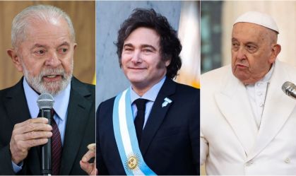 Luiz Inácio Lula da Silva (PT), Javier Milei e Papa Francisco