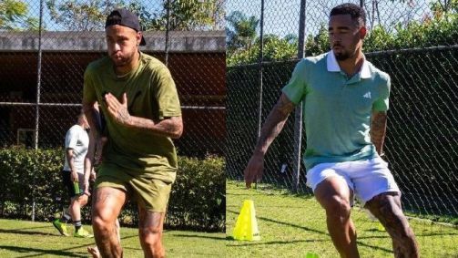 Neymar e Gabriel Jesus treinam juntos no Rio de Janeiro