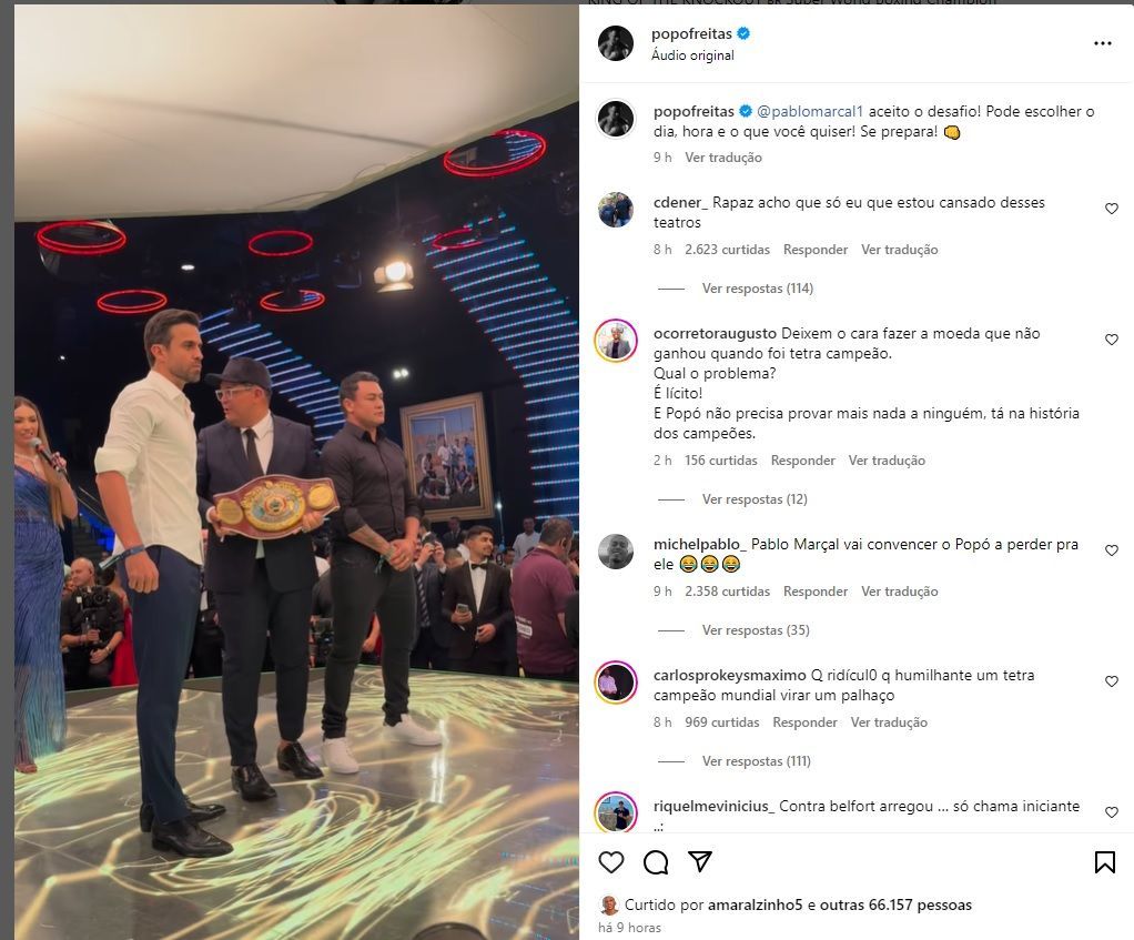 Popó aceita desafio de Pablo Marçal para luta de boxe contra o empresário / Reprodução/Instagram