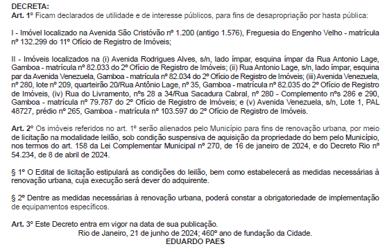 Prefeitura do Rio desapropria terreno para estádio do Flamengo / Reprodução / Prefeitura do Rio de Janeiro