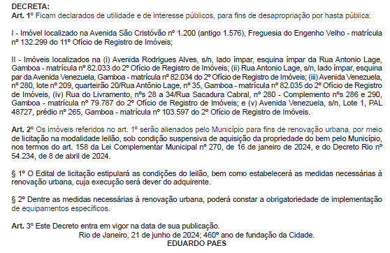 Prefeitura do Rio desapropria terreno para estádio do Flamengo / Reprodução / Prefeitura do Rio de Janeiro