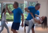 Rafa Justus ensaia passos de dança com Roberto Justus para festa de 15 anos